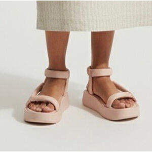 ASH Victoria Womens Leather Quilted Puffy Platform Sandals Blush pink Sz 38